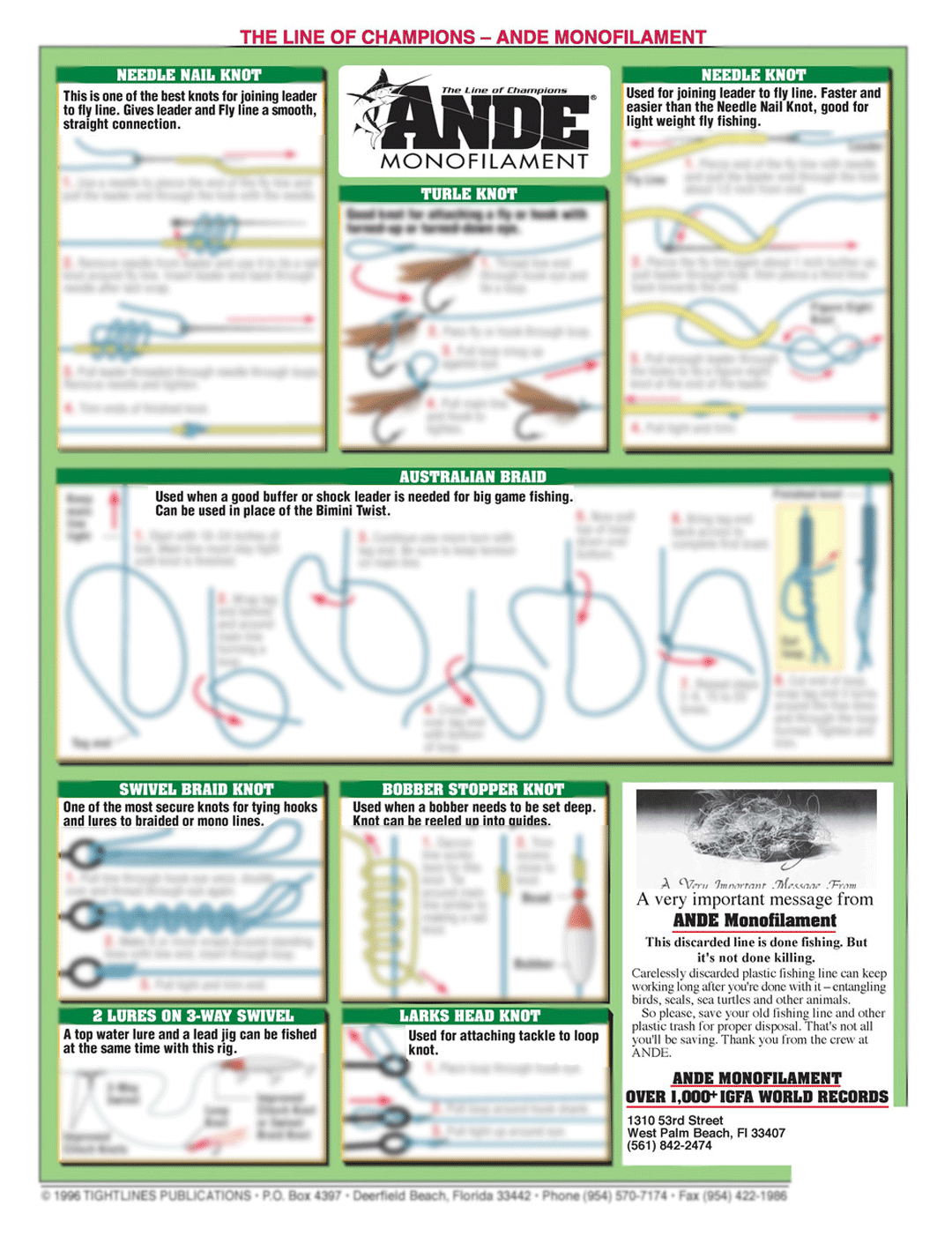 Chart #3 - Fishermen's Knot-Tying Ande Monofilament Chart #3 - Fishermen's Knot-Tying Ande Monofilament