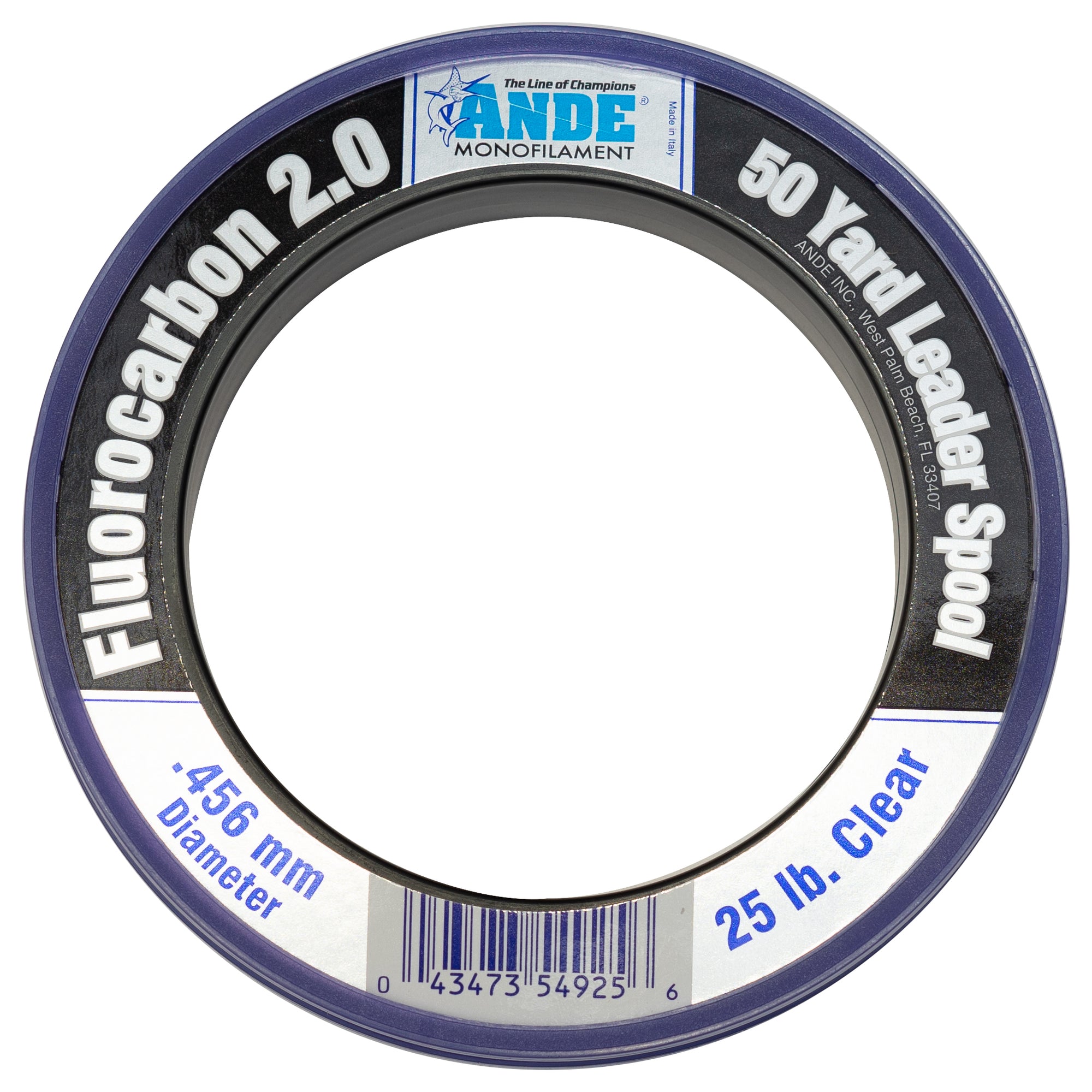 Ande FC-1-20 Fluorocarbon Monofilament Fishing Line Clear 1 lb Spool 20 lb